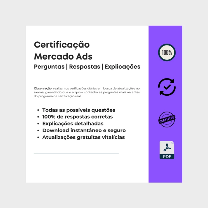 Respostas das Certificações Mercado Ads