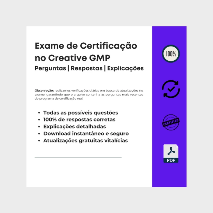Respostas Exame de Certificação no Creative GMP